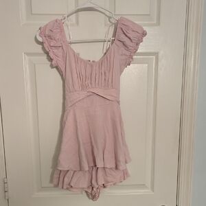 Altar'd State Light Pink Ruffle Sleeve Romper